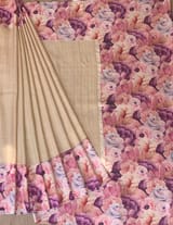 Ivory kanchi Brocade Saree with printed border SS50500