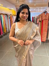Earthy Tone Handloom Tissue Saree
