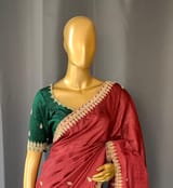 Burgundy Pure Handloom Tussar Saree