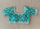 Sea Green Pure Organza Handwork saree DSCL040
