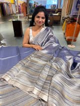 Blue Handloom Tissue Saree