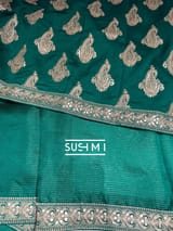 Emerald Green Organza Saree with sabhyasachi borders S62117
