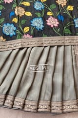 Dark Olive Banarasi tonchoi with pen kalamkari Blouse : D62F022