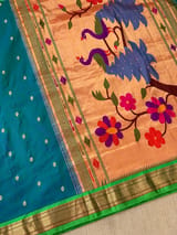 Peacock Blue Pure handloom yeola pythani Saree
