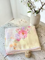 Floral printed handloom lenin saree
