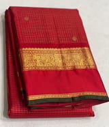 Orangish Red Vaira Oosi Checks Vintage Kanjeevaram Saree