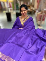 Brinjal vintage Kanchipuram silk saree with pen kalamkari blouse SS50179