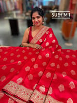 Red Designer Banarasi Silk Saree