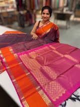 Winish Brown Kanchi vintage checks saree with Gap Border SS50173
