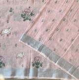 Pure Lenin Saree with pichwai embroidery