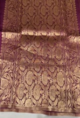 Wine Borderless Poona Silk Saree