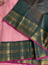 Peach Pink stripes Vaira Oosi Stripes Vintage Kanjeevaram Saree