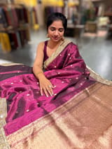 Wine Pure handloom Banarasi Tissue saree SS50428