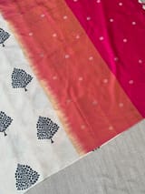 Beige Border less Designer printed kanchi silk saree with double color pallu SS50369