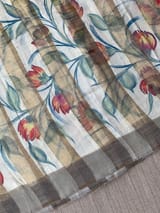 Mul silk handpainted Saree with tissue stripes