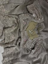Greyish silver Crush Tissue handwork Saree SS50245