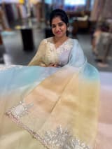 Ombre dyed Pure Organza Saree with parsi gara embroidery SS50282