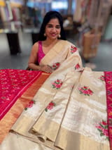 Ivory Kanchi Soft Silk Saree with embroidery SS50129
