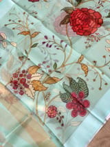 Mint Blue Banarasi Chiniya Silk 3-pc Suit set : SS62J09