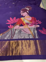 Violet Pure  handloom Ponduru Khadi jamdani Saree with designer pallu SS50364