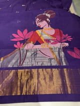 Violet Pure  handloom Ponduru Khadi jamdani Saree with designer pallu SS50364