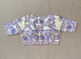 Violet ikkath patola saree with madhubani handpainting