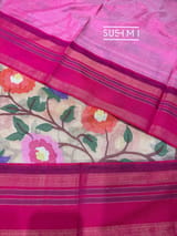 Nude Pink Tissue Gorgette Fusion Saree with vidarbha Borders SS50227