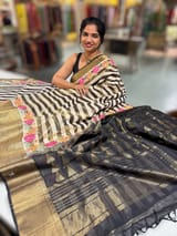 Chanderi Tissue Saree with petite point emb