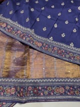 Bluish Lilac Tissue checks Saree with sabhyasachi borders SS50393