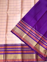 Peach Pink Vintage checks kanjeevaram saree S62F153
