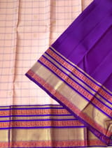 Peach Pink Vintage checks kanjeevaram saree S62F153