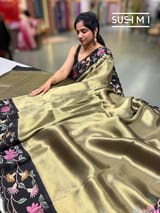 Black Banarasi Tissue with pythani inspired embroidery