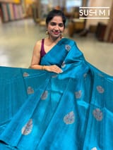 Peacock Blue Banarasi Handloom Dupion Rawsilk Saree : S62F101