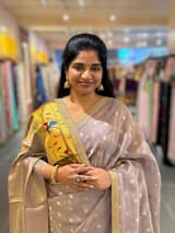 Dusty Lilac tissue Kota saree with sabyasachi borders and fancy Pythani tissue blosue SS50600