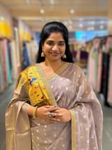 Dusty Lilac tissue Kota saree with sabyasachi borders and fancy Pythani tissue blosue SS50600