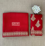Chilli Red Organza Saree with sabhyasachi borders S62119