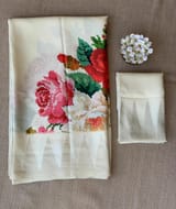 Half white Designer printed kanchi soft silk saree with temple border SS50370