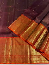 Coffee Brown & Rust Combo Vaira Oosi Checks Kanjeevaram  saree SS50604