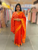 Orange Dhupion Raw Silk Saree with Gharchola bandhini blouse SS55490