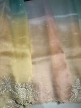Ombre dyed Pure Organza Saree with parsi gara embroidery SS50282