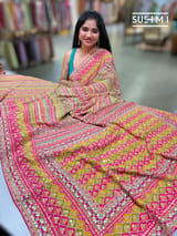 Printed crepe silk with allover sequnce : S62F127