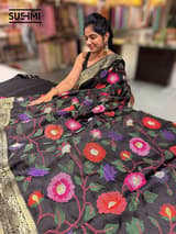 Black Banaras Mashru Silk with embroidery SS5004