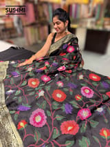 Black Banaras Mashru Silk with embroidery SS5004