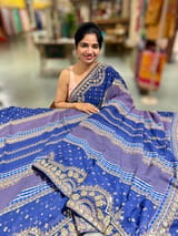 Royal Blue Kareena Inspired Gorgette Saree with allover mirrors SS5041