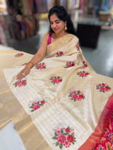 Ivory Kanchi Soft Silk Saree with embroidery SS50129