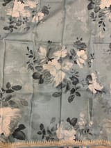 Dark Powder Blue Organza Saree with Stunning Leaf Embroidered Border SS50314
