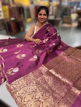 Wine Borderless Poona Silk Saree