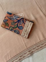 Rust Orange  Banarasi tonchoi with pen kalamkari Blouse : D62F021