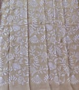 Lilac Organza Saree with tissue cutwork Rose border