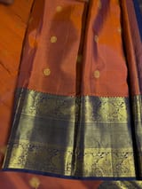 Rust Orange & Navy Blue  Combo Kanchi Vintage Checks Saree SS50170